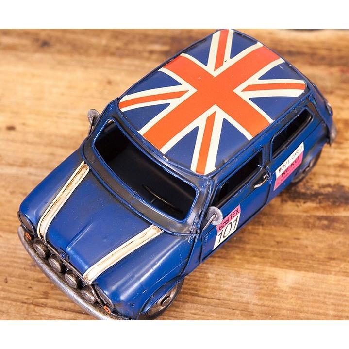 日本全国 送料無料 輸入雑貨 ブリキ ミニカー 置物 ミニクーパー ブルー 青 ユニオンジャック 英国 イギリス ビンテージ調 アンティーク風 1904e 7800b リビングスタジオ Materialworldblog Com