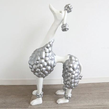 置物 プードル イタリアデザイン 高さ69cm ホワイト 1407GHD002 置物 犬 おしゃれ 高級感 プードル 白 オブジェ 玄関飾り リビング