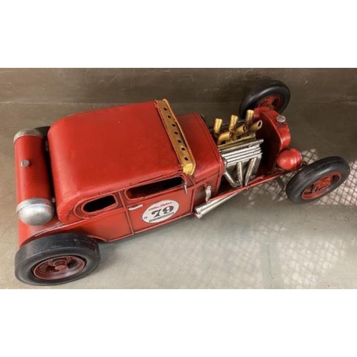 輸入雑貨 置物 ヴィンテージ カー スポーツカー RED HOT ROD 79 ブリキ 