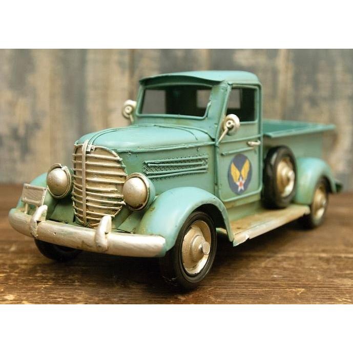 ブリキトラック 輸入雑貨 置物 ヴィンテージカー Truck ブルー ブリキ ミニカー