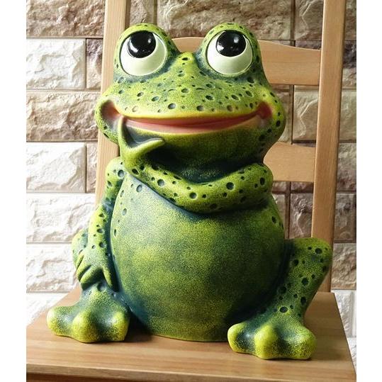 ポルトガル製 輸入雑貨 なるへそ カエル L 蛙 置物 オブジェ 高さ37cm