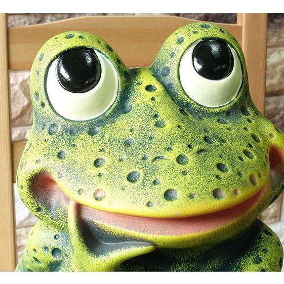 ポルトガル製 輸入雑貨 なるへそ カエル L 蛙 置物 オブジェ 高さ37cm 
