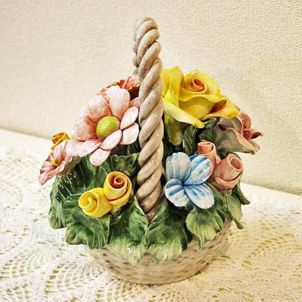 イタリア製 輸入雑貨 置物 陶花 フラワー ローズ バラ 陶器 イタリア製 輸入雑貨 置物 陶花 フラワー ローズ バラ 陶器