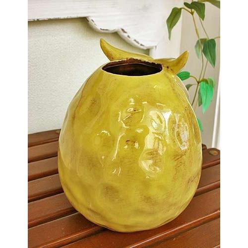 輸入雑貨 フラワーベース 陶器 フクロウ イエロー グリーン オリーブ トトロ風 花瓶 プランター フラワーポット シャビーシック H18 5cm 011 Toy リビングスタジオ 通販 Yahoo ショッピング