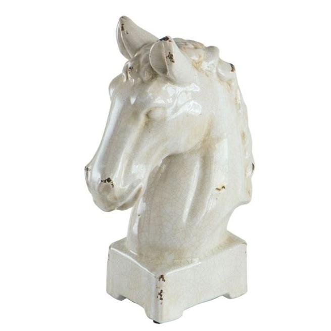 輸入雑貨 置物 ホースヘッド 馬頭 陶器 ホワイト オブジェ 