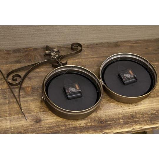 輸入雑貨 時計 吊り下げ時計 両面 ステーションクロック アイアン