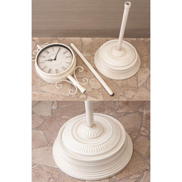 アンティーク調【両面時計】ステーションクロック スタンド時計 ホワイト