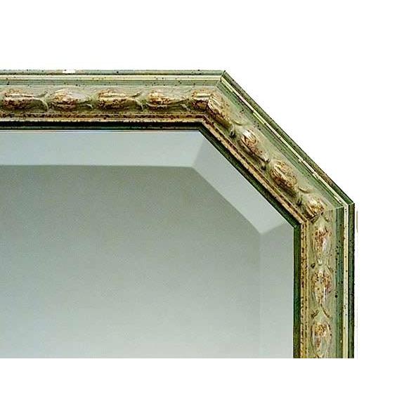 イタリア製 輸入雑貨 ミラー 八角 グリーン系 ゴールド 45×65 Bertozzi