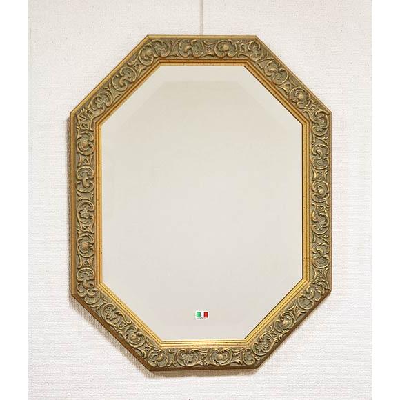 イタリアミラー 八角形 ゴールド ベルトッツィ アンティーク 808616 イタリア製 輸入雑貨 ミラー 八角形 ゴールド 38X48 Bertozzi