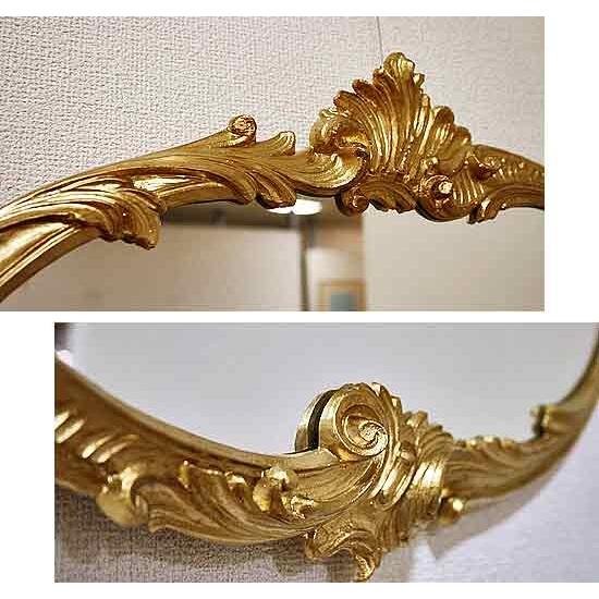 謝恩セール特価】イタリア製 輸入雑貨 ミラー 壁掛け ロココ だ円