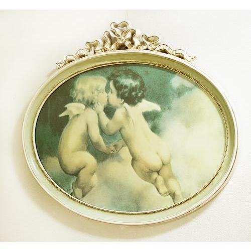 値引 イタリア製 輸入雑貨 額絵 アートフレーム 天使 エンゼル 楕円 リボン エンジェル 姫系 アンティーク風 75 65 21 2586 C 直輸入 リビングスタジオ 最高の Turningheadskennel Com