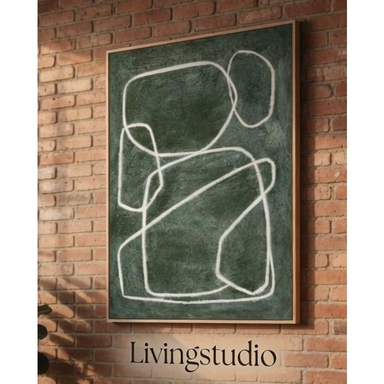 輸入雑貨 キャンパスアート アートパネル 抽象画 モダン グリーン 73×103cm リビングスタジオ 直輸入 手描き アーバン YO-100 送料無料_1