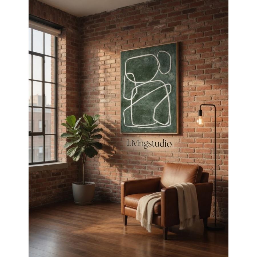 輸入雑貨 キャンパスアート アートパネル 抽象画 モダン グリーン 73×103cm リビングスタジオ 直輸入 手描き アーバン YO-100 送料無料_2