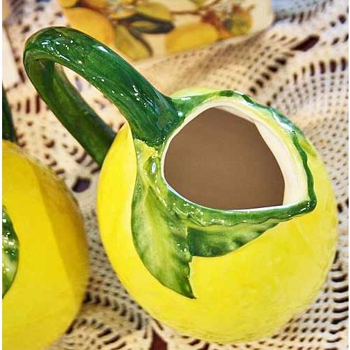 イタリア製 輸入雑貨 水差し ジャグ ピッチャー レモン イエロー 陶器
