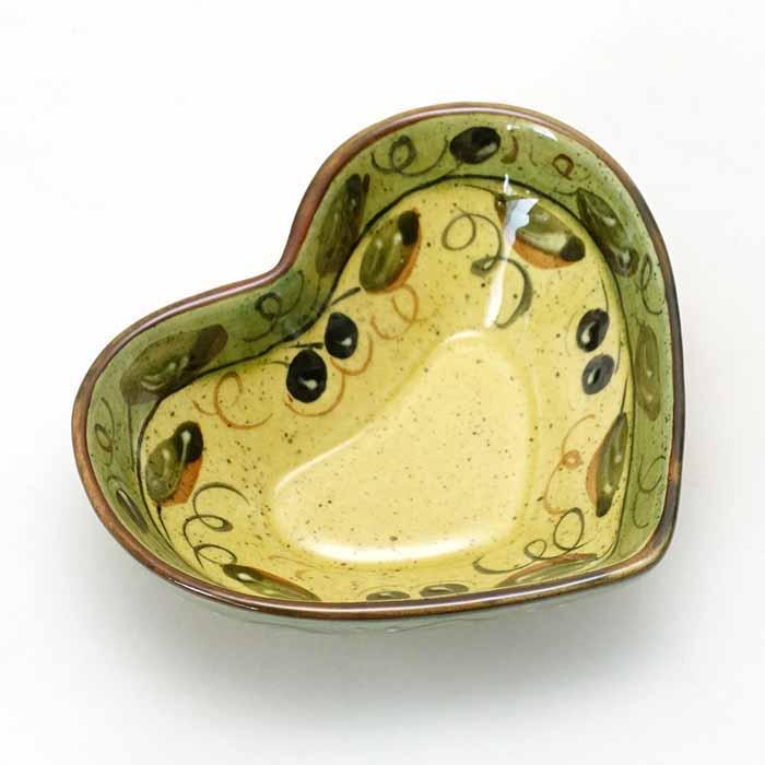 ポルトガル製 輸入雑貨 小皿 ハート ボウル オリーブ グリーン 陶器