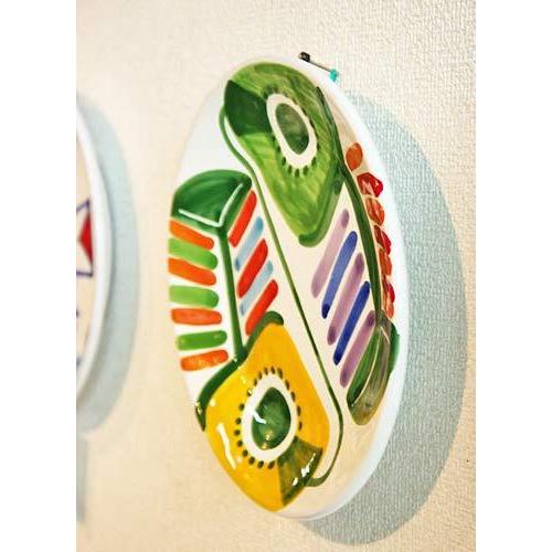 イタリア製 輸入雑貨 シチリア 陶器 絵皿 壁飾り 壁掛け 手描き 魚