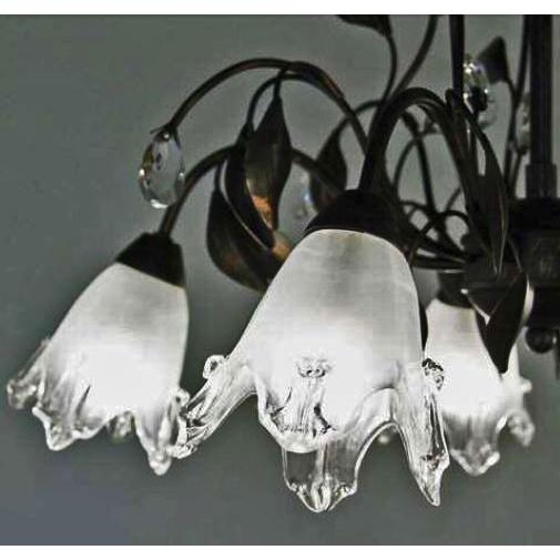 輸入家具 シャンデリア 5灯 アイアン ガラスシェード クラシック 