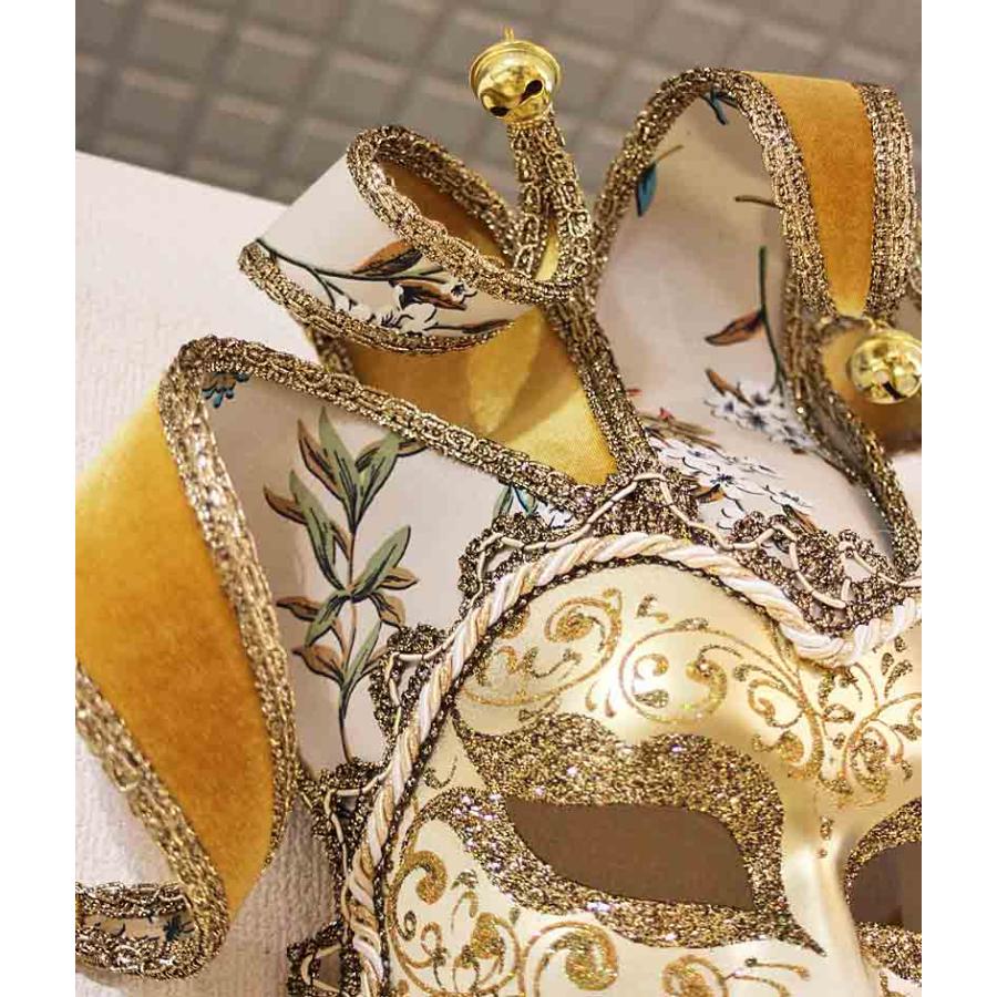 イタリア製 輸入雑貨 ベネチアンマスク 本物 イエロー ゴールド