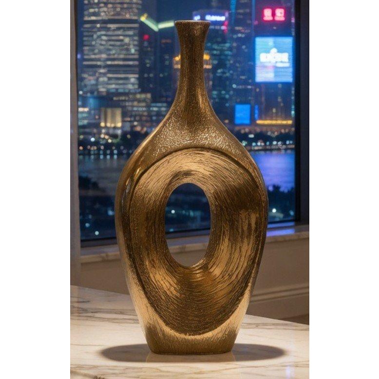 フラワーベース 一輪挿し 陶器 ブロンズ 高さ48cm モダン AN-6106 輸入雑貨 フラワーベース 一輪挿し 陶器 リビングスタジオ 直輸入