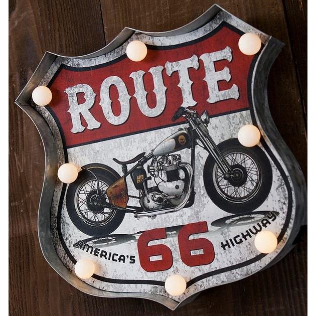 輸入雑貨 アメリカンクラシック LED Sign サイン ROUTE 66 Motorcycle 看板 ビンテージ調 アンティーク風 レトロ GB22320GAK 直輸入 リビングスタジオ｜living-studio｜03
