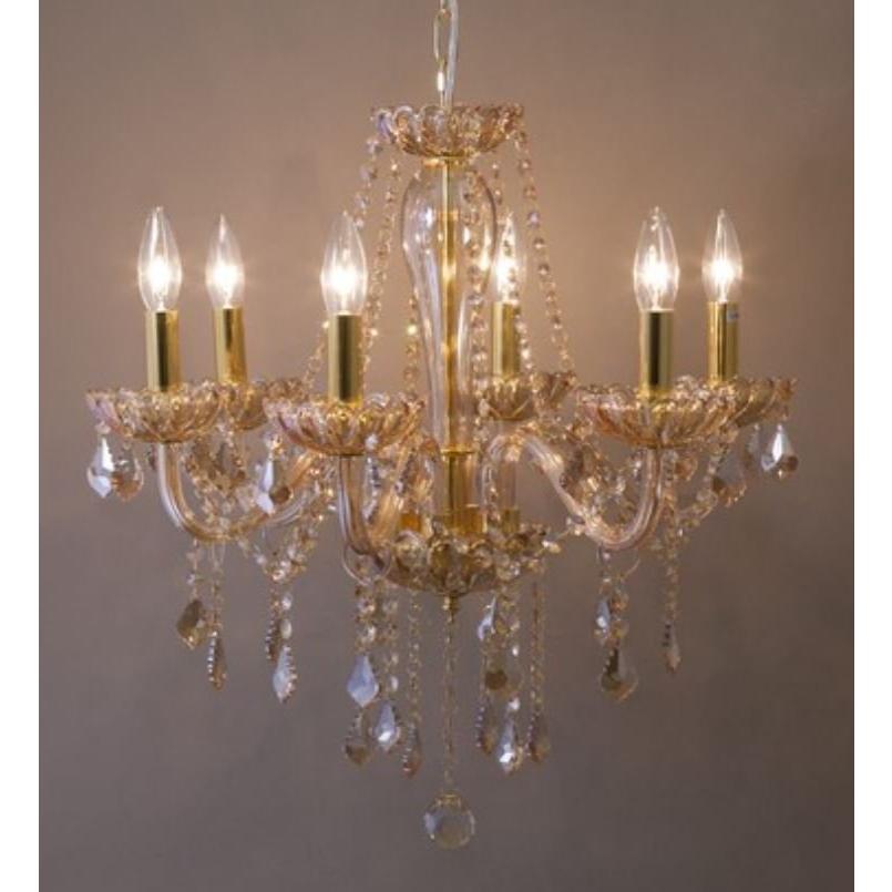 クリスタル製ゴールドシャンデリア