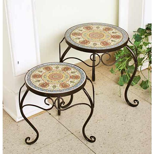 輸入家具 Arabic ローププランタースタンド SET2 花台 モザイク風  
