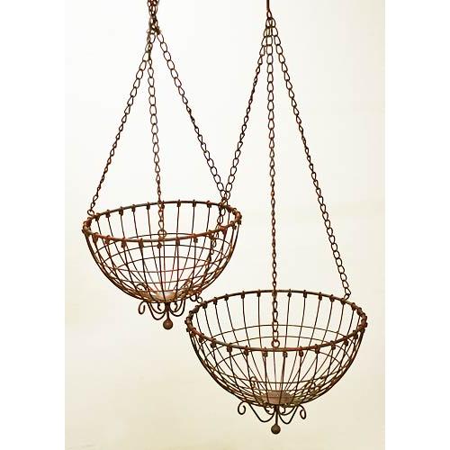 ラスティ ハングバスケ 2点セット コベントガーデン アイアン GK-51 輸入雑貨 ラスティ ハングバスケ 2点セット アイアン フラワーベース