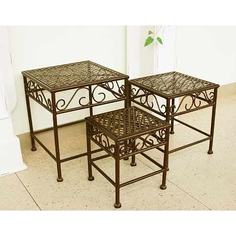 輸入家具 ミレ ロースタンド3点セット Covent Garden コベントガーデン NV-04 アイアン 花台 フラワースタンド アンティーク風 送料無料