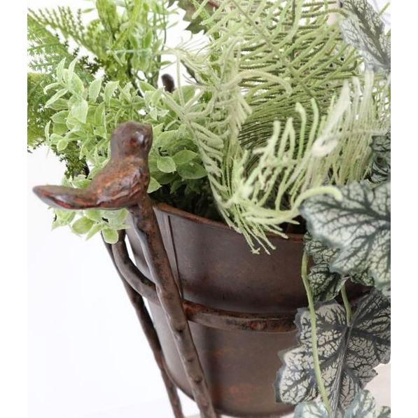 輸入雑貨 プランター スタンド アイアン 小鳥 ブラウン シャビーシック
