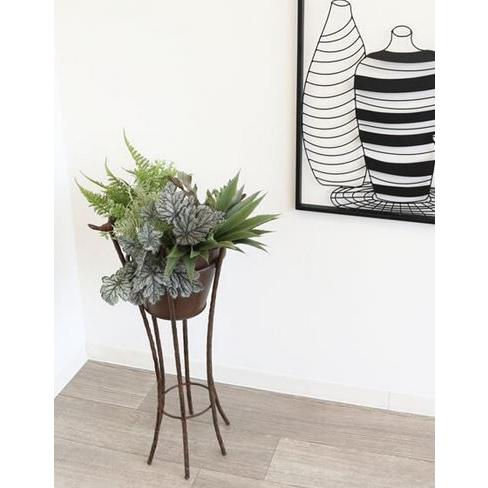 輸入雑貨 プランター スタンド アイアン 小鳥 ブラウン シャビーシック