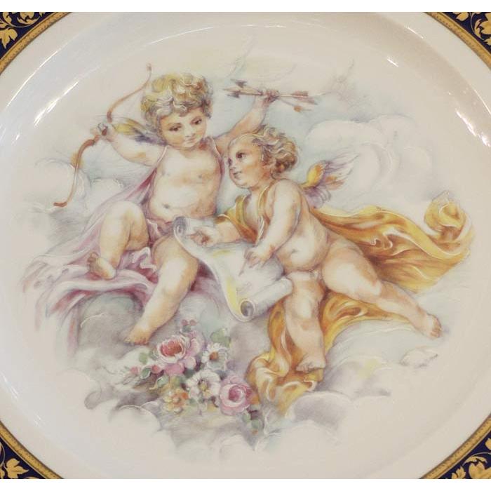 【謝恩セール特価】イタリア製 輸入雑貨 絵皿フレーム 装飾額 カポディモンテ焼き 天使柄 COR-1720 送料無料 直輸入 リビングスタジオの画像
