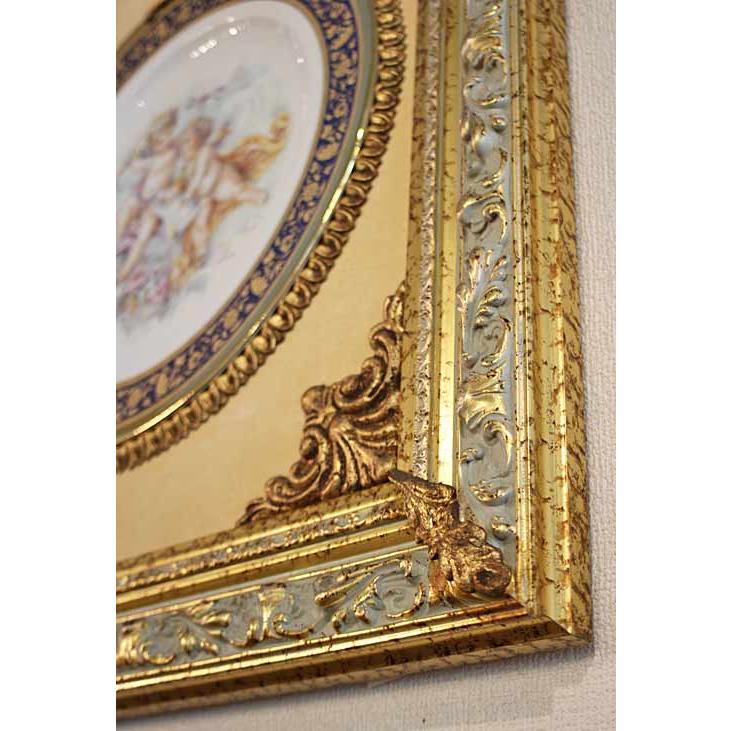 【謝恩セール特価】イタリア製 輸入雑貨 絵皿フレーム 装飾額 カポディモンテ焼き 天使柄 COR-1720 送料無料 直輸入 リビングスタジオの画像