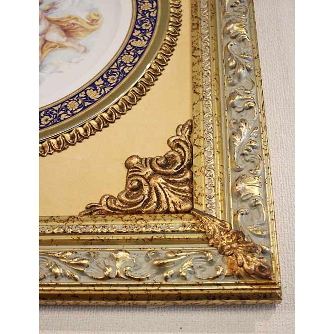 【謝恩セール特価】イタリア製 輸入雑貨 絵皿フレーム 装飾額 カポディモンテ焼き 天使柄 COR-1720 送料無料 直輸入 リビングスタジオの画像