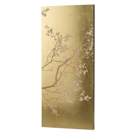 輸入雑貨 アートパネル ピクチャープレート 桜 シノワズリー 日本 Japan サクラ 金箔風 和風 85273PI 送料無料 直輸入 リビングスタジオ