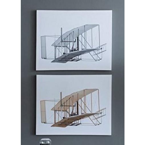 輸入雑貨 アートフレーム 額絵 2枚セット 飛行機 クラシックモダン 