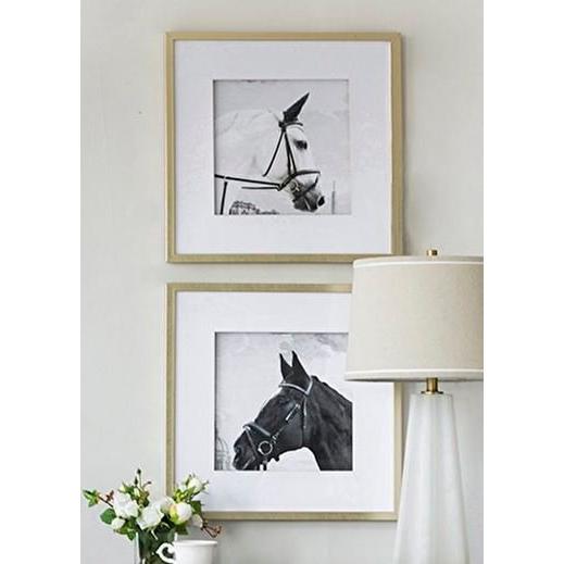 輸入雑貨 アートフレーム 額絵 2枚セット 馬 クラシックモダン