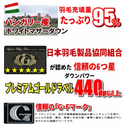 羽毛布団 プレミアムゴールド シングル 二層キルト 日本製 ハンガリー