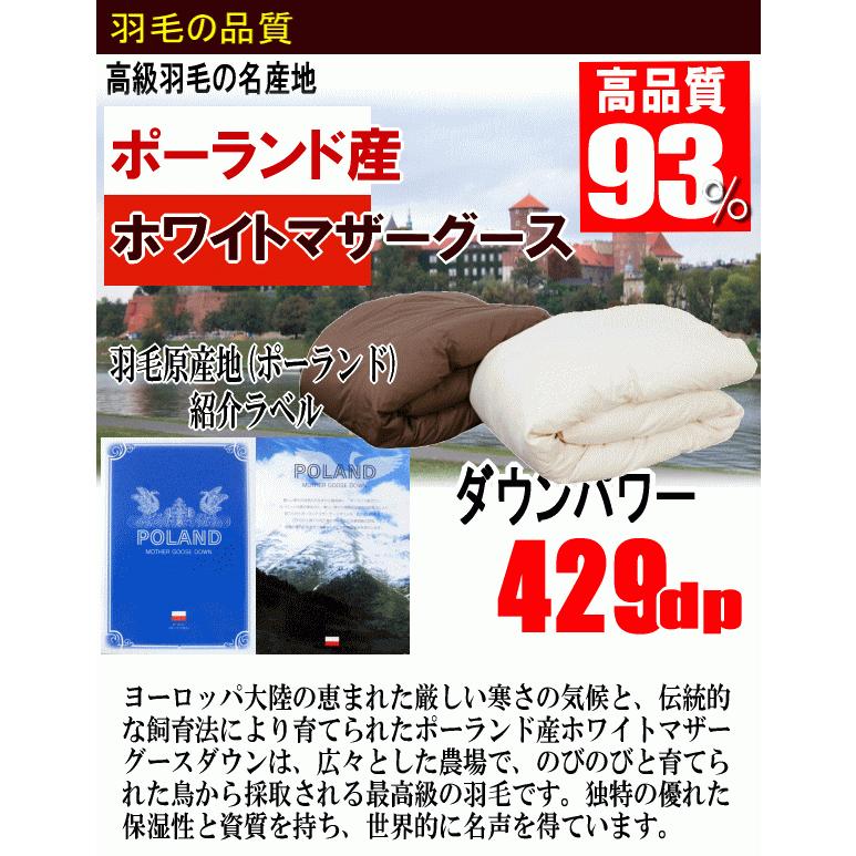 日本製 シングル 羽毛掛け布団 ポーランド産ホワイトマザーグースダウン