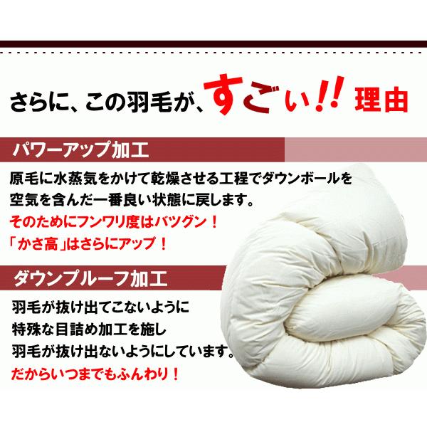 羽毛布団セット  シングル 日本製 ポーランド産ホワイトマザーグースダウン  超長綿ロイヤルゴールドラベル 羽毛布団 敷布団 枕_3