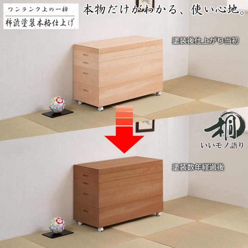 桐衣装箱 日本製 柿渋仕上げ 完成品 幅91cm 1段 着物収納 桐チェスト