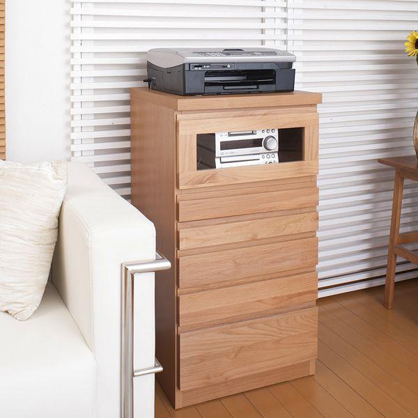 天然木アルダーFAX台兼用リビングチェスト幅45cm　国産品　完成品