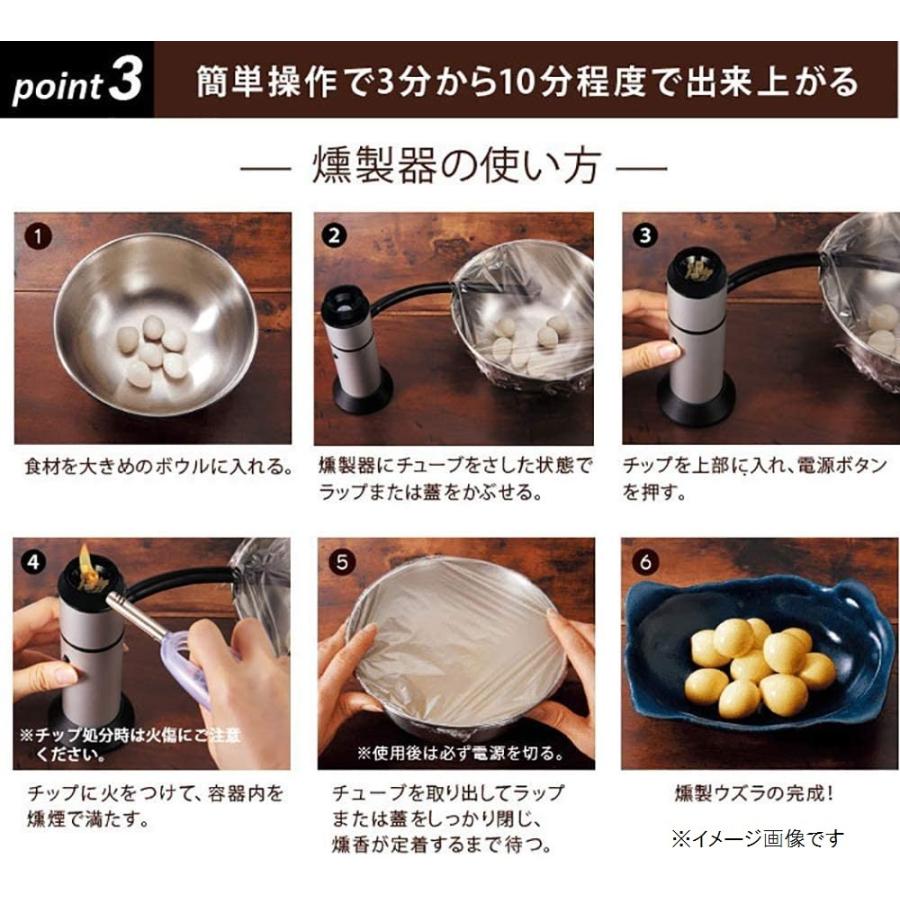 フードスモーカー 燻製器 GH-SMKB-SV お手入れ簡単 スモークチップ3