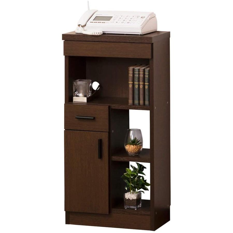 クロシオ 電話台 ブラウン 幅40×奥行26.5×高さ80cm NEW ルーター収納 家具　完成品