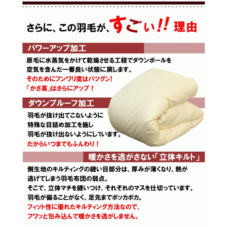 羽毛布団 セミダブル 合掛布団 ハンガリー産ホワイトマザーグース