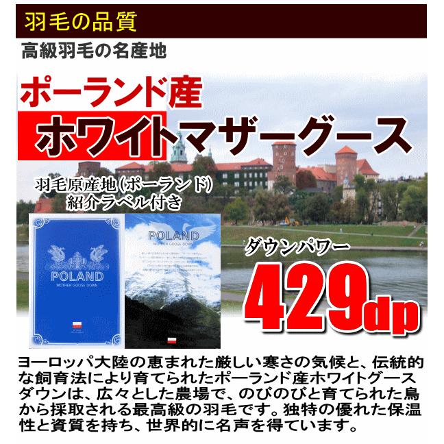 羽毛布団セット セミダブル ポーランド産ホワイトマザーグース ロイヤルゴールド 二層キルト ツインキルト 429dp 日本製 羽毛布団 敷布団 枕 MKの画像