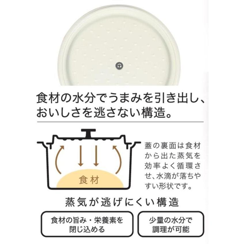 無水鍋 IH対応 鍋 おしゃれ HB-5725 無水調理ができるセラミック加工IH対応両手鍋20cm(イエロー) (AP)｜livingood｜04