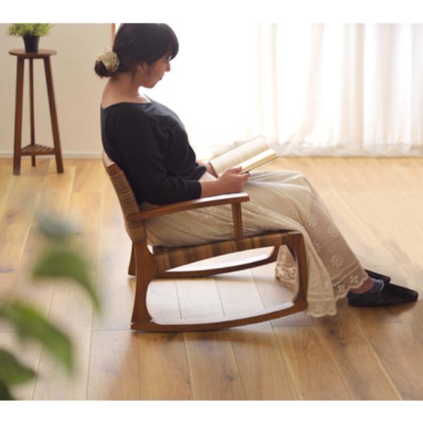 椅子 おしゃれ 天然木 木製 NRS-539 ロッキングチェア ブラウン (AZM