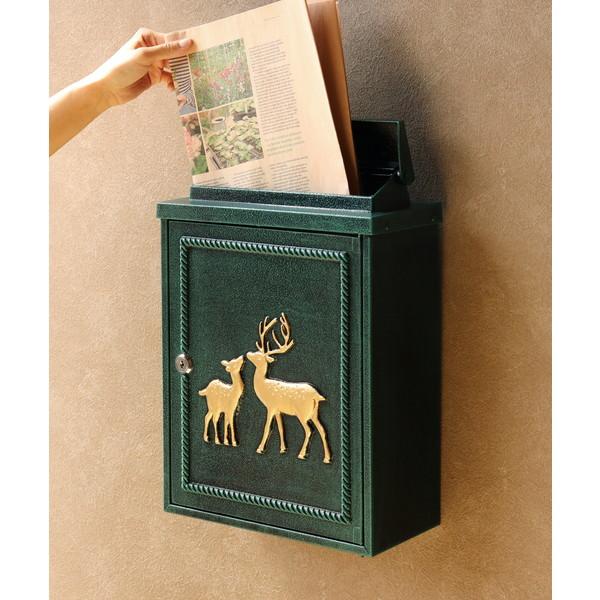 ポスト 郵便ポスト 郵便受け 鋳物壁掛けポスト Deer(ディアー) (MJU)の画像