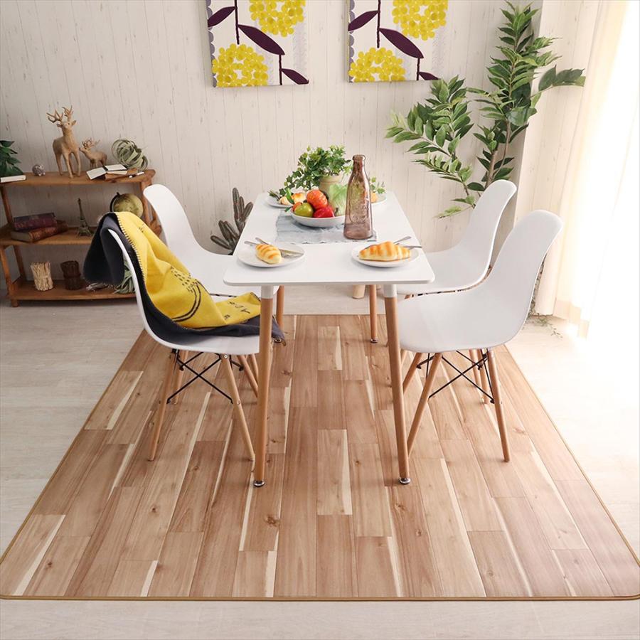 木目調 ダイニングラグ マット グランアカシア 防炎 撥水 抗菌 防カビ 日本製 クッションフロア 食べこぼし 182cm × 182cm 230cm 260cm 300cm 10cm単位オーダー |  | 07