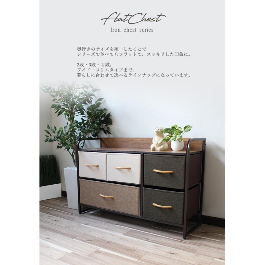 2段ワイドチェスト【Flat chest】幅88×奥行29×高さ59cm 収納 ボックス